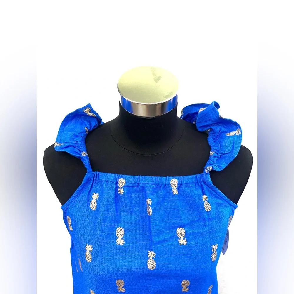 Old Navy Youth Girls Royal Blue/Gold Pineapple A-Line Dress NWT